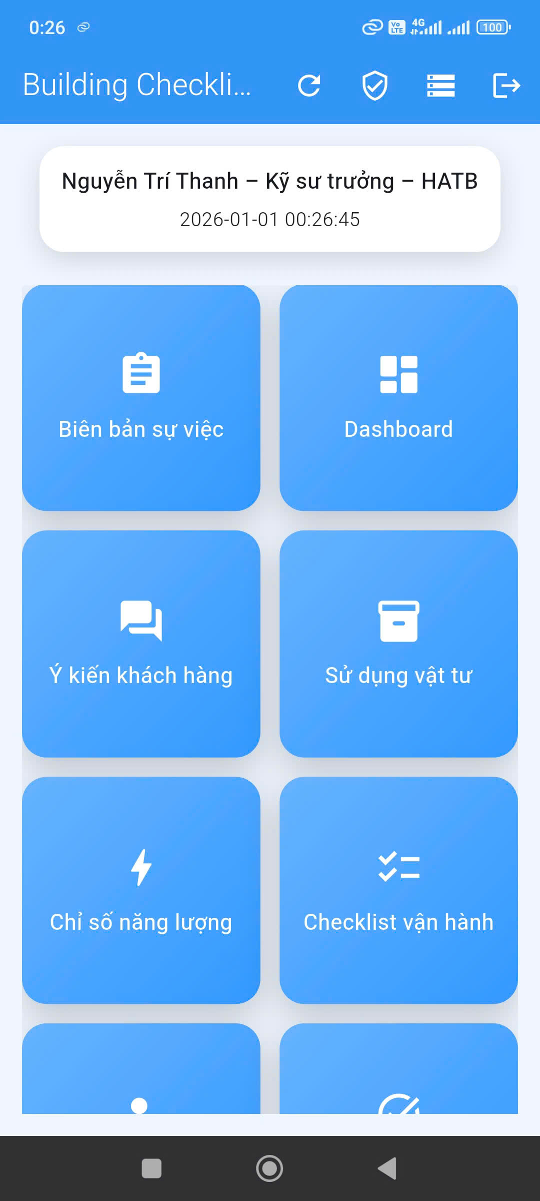 Building Checklist VN - Màn hình chính